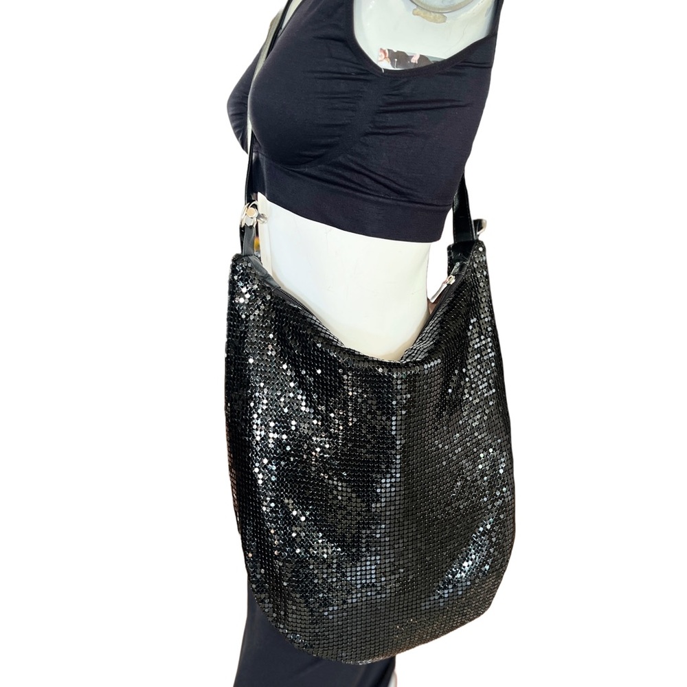 Murval Paris Black Metal Mesh Shoulder Bag – Oversized Slouchy Glam